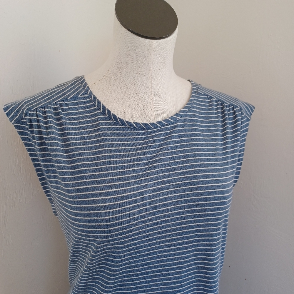 Sundance‎ Dress Blue White Striped Knit Pullover Tee Shirt Style Womens Medium - Picture 4 of 14